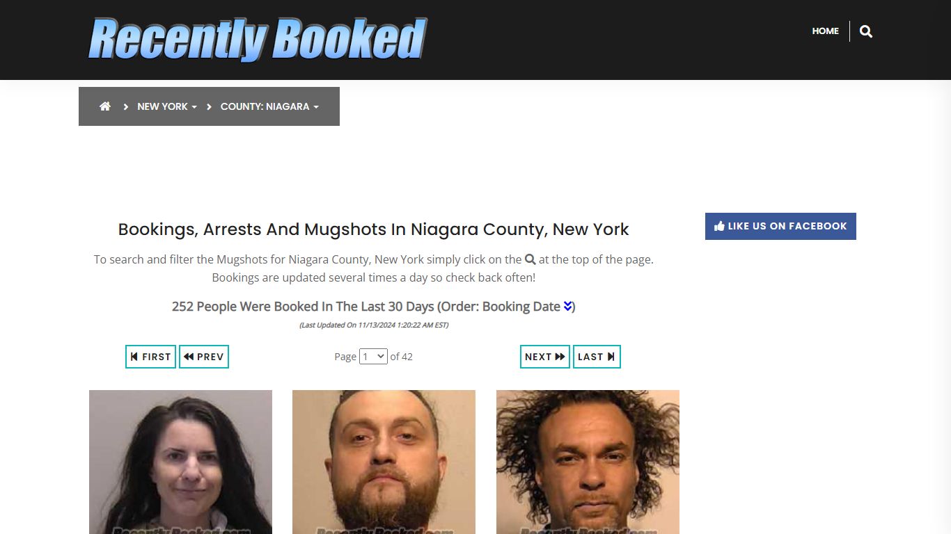 Bookings, Arrests and Mugshots in Niagara County, New York