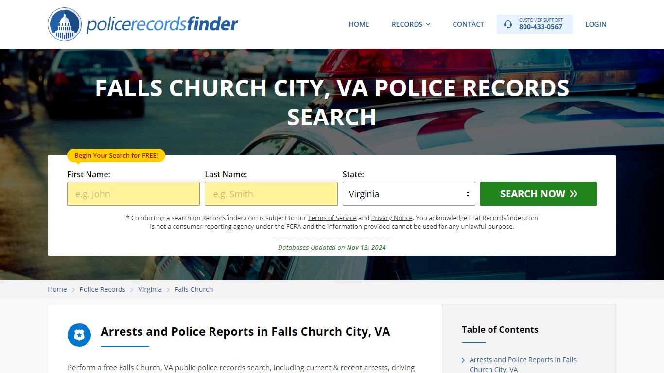 FALLS CHURCH CITY, VA POLICE RECORDS SEARCH - Recordsfinder.com